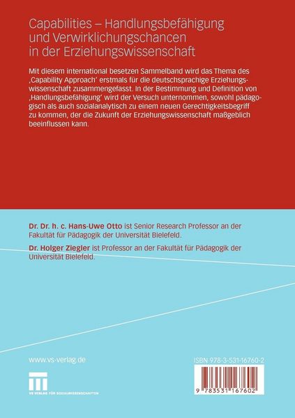 Produktbild: Capabilities - Handlungsbef&auml;higung und Verwirklichungschancen in der Erziehungswissenschaft