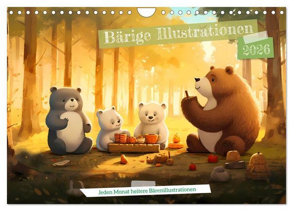 Produktbild: B&auml;rige Illustrationen (Wandkalender 2026 DIN A4 quer), CALVENDO Monatskalender