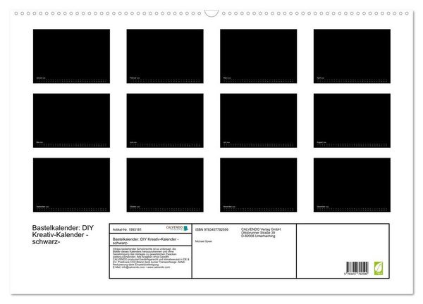 Produktbild: Bastelkalender: DIY Kreativ-Kalender -schwarz- (Wandkalender 2026 DIN A2 quer), CALVENDO Monatskalender