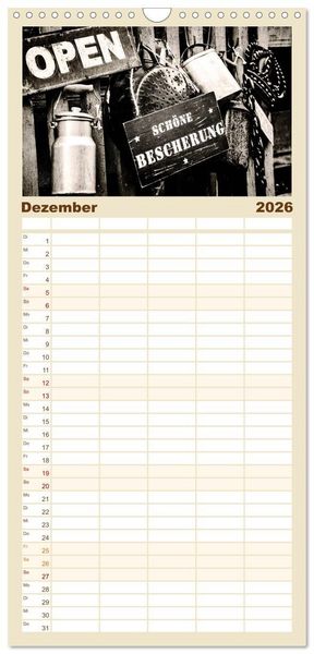 Produktbild: Familienplaner 2026 - Retro mit 5 Spalten (Wandkalender, 21 x 45 cm) CALVENDO