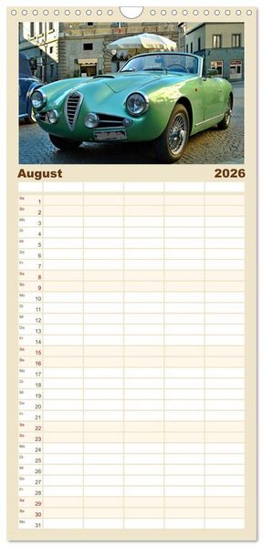 Produktbild: Familienplaner 2026 - Autos, die wir liebten mit 5 Spalten (Wandkalender, 21 x 45 cm) CALVENDO