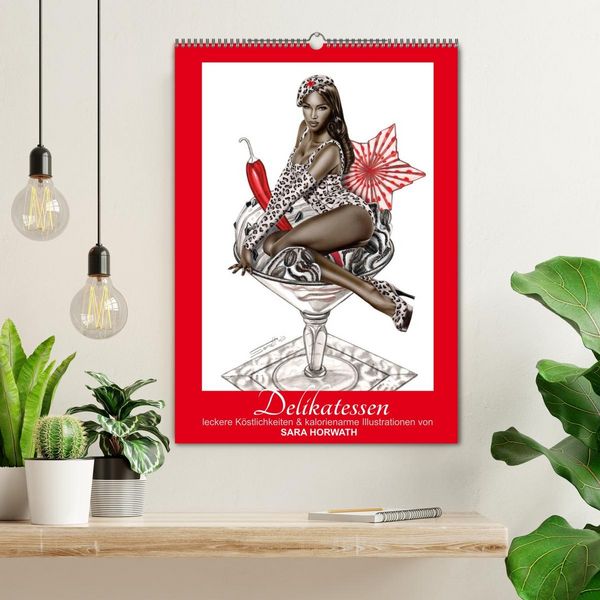 Produktbild: DELIKATESSEN - leckere K&ouml;stlichkeiten & kalorienarme Pin up Illustrationen, Zeichnungen, Grafiken und Malerei der Marke "Burlesque up your wall" von Sara Horwath (Wandkalender 2027 DIN A2 hoch), CALVENDO Monatskalender