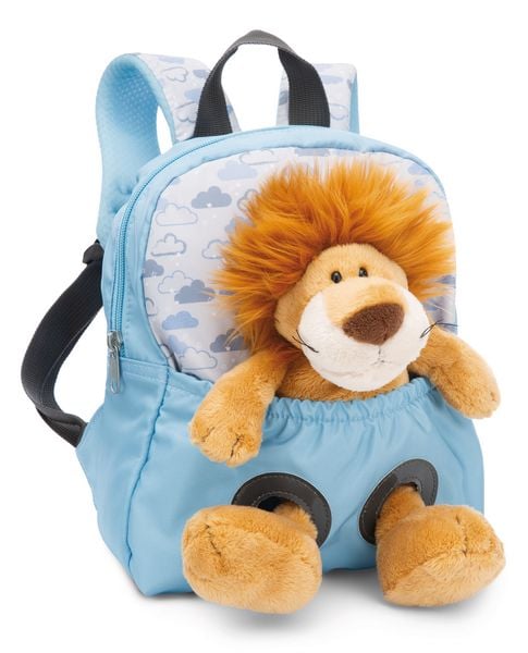 Produktbild: NICI - Travel Friends - Rucksack mit Pl&uuml;schtier 21x26cm L&ouml;we 25cm hellblau