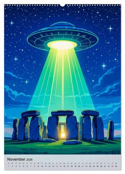 Produktbild: Wir sind nicht allein - UFO-Mythen (hochwertiger Premium Wandkalender 2026 DIN A2 hoch), Kunstdruck in Hochglanz