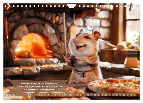 Produktbild: Tierisch lustige Pizzab&auml;cker (Wandkalender 2026 DIN A4 quer), CALVENDO Monatskalender