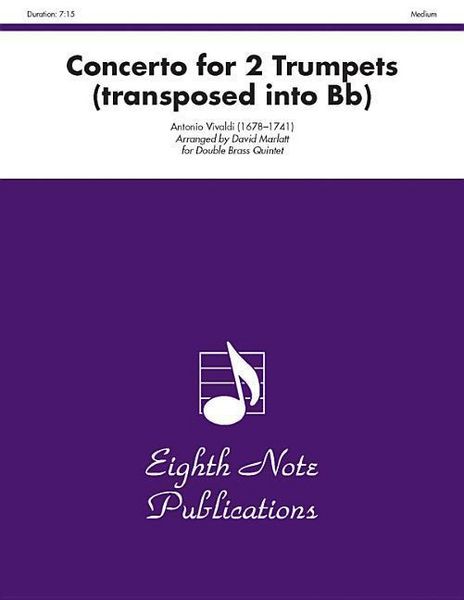 Produktbild: Vivaldi, A: Concerto for 2 Trumpets (Transposed Into B-Flat)