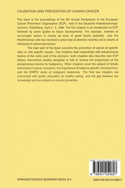Produktbild: Causation and Prevention of Human Cancer