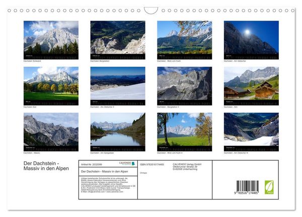 Produktbild: Der Dachstein - Massiv in den Alpen (Wandkalender 2026 DIN A3 quer), CALVENDO Monatskalender