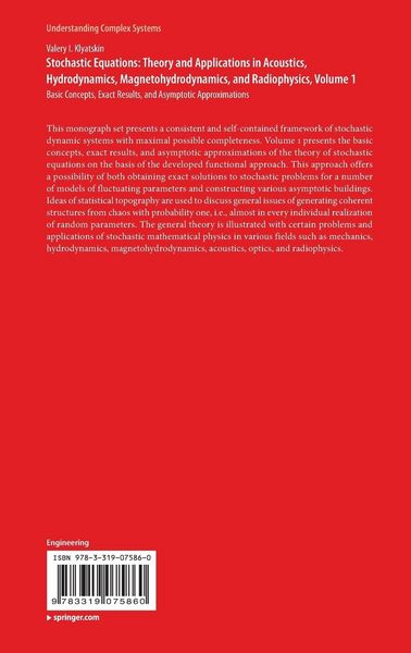 Produktbild: Stochastic Equations: Theory and Applications in Acoustics, Hydrodynamics, Magnetohydrodynamics, and Radiophysics, Volume 1