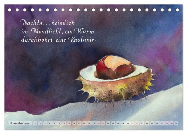 Produktbild: Aquarelle und Haiku von Basho (Tischkalender 2026 DIN A5 quer), CALVENDO Monatskalender