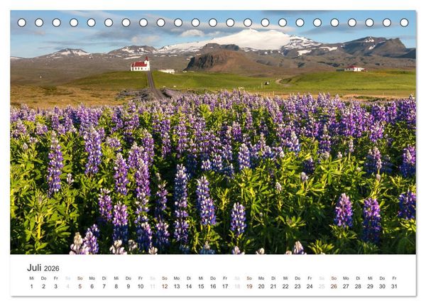 Produktbild: ISLAND 63&deg; - 66&deg; N / 13&deg; - 25&deg; W (Tischkalender 2026 DIN A5 quer), CALVENDO Monatskalender