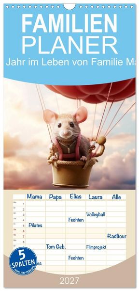 Produktbild: Familienplaner 2027 - Ein Jahr im Leben von Familie Maus mit 5 Spalten (Wandkalender, 21 x 45 cm) CALVENDO