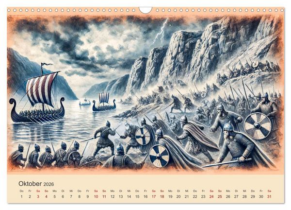 Produktbild: Die Wikingerzeit - Helden, K&ouml;nige und Entdeckungen (Wandkalender 2026 DIN A3 quer), CALVENDO Monatskalender