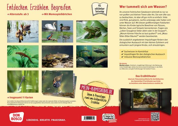 Produktbild: Frosch, Biber und Libelle. Tiere am Wasser. Kamishibai Bildkarten und Memo-Spiel