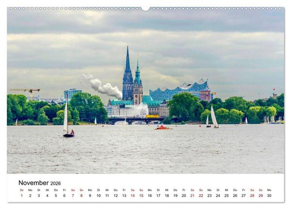 Produktbild: Die farbige Hafenstadt Hamburg (hochwertiger Premium Wandkalender 2026 DIN A2 quer), Kunstdruck in Hochglanz