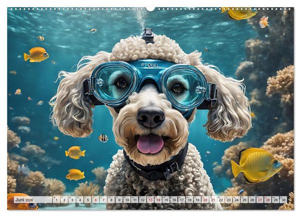 Produktbild: Hunde abgetaucht (hochwertiger Premium Wandkalender 2026 DIN A2 quer), Kunstdruck in Hochglanz