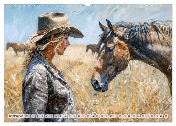 Produktbild: Pferde, Freiheit, Westernreiten (hochwertiger Premium Wandkalender 2026 DIN A2 quer), Kunstdruck in Hochglanz