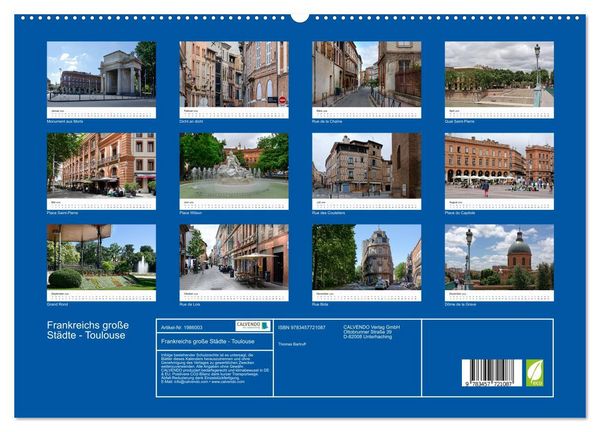 Produktbild: Frankreichs gro&szlig;e St&auml;dte - Toulouse (hochwertiger Premium Wandkalender 2026 DIN A2 quer), Kunstdruck in Hochglanz