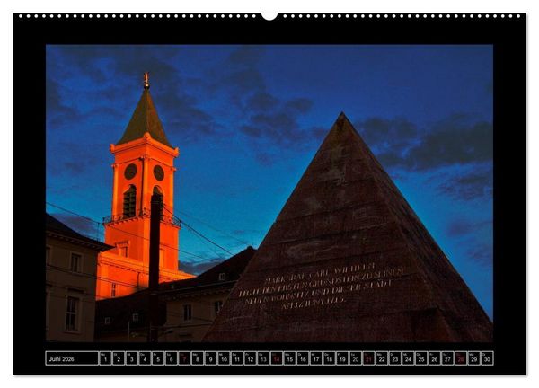 Produktbild: Karlsruhe Tag und Nacht (hochwertiger Premium Wandkalender 2026 DIN A2 quer), Kunstdruck in Hochglanz