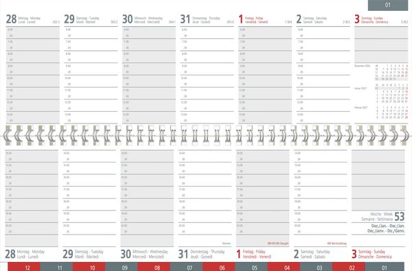 Produktbild: Tischquerkalender 1W/2S Register 2027