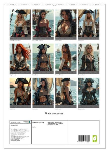 Produktbild: Pirate princesses (High Quality Premium Wall Calendar 2026 DIN A2 portrait),CALVENDO 12 Month Wall Calendar