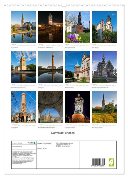 Produktbild: Darmstadt erleben! (hochwertiger Premium Wandkalender 2026 DIN A2 hoch), Kunstdruck in Hochglanz