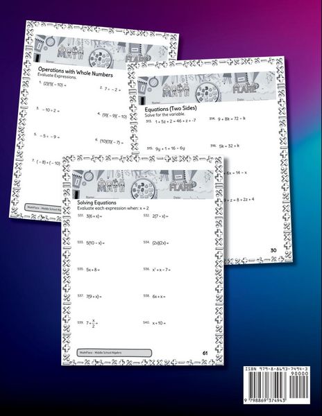 Produktbild: Middle School Algebra Workbook 6th to 8th Grade