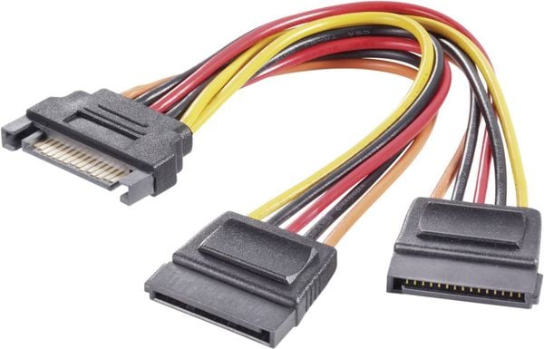 Renkforce Strom Y-Adapter [1x SATA-Strom-Stecker 15pol. - 2x SATA-Strom-Buchse 15pol.] 0.15 m Schwarz, Rot, Gelb