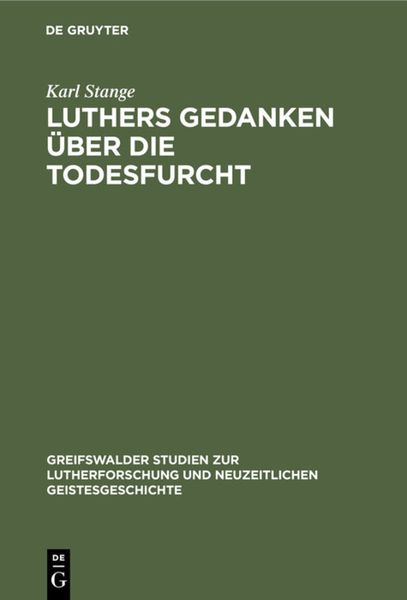 Produktbild: Luthers Gedanken &uuml;ber die Todesfurcht