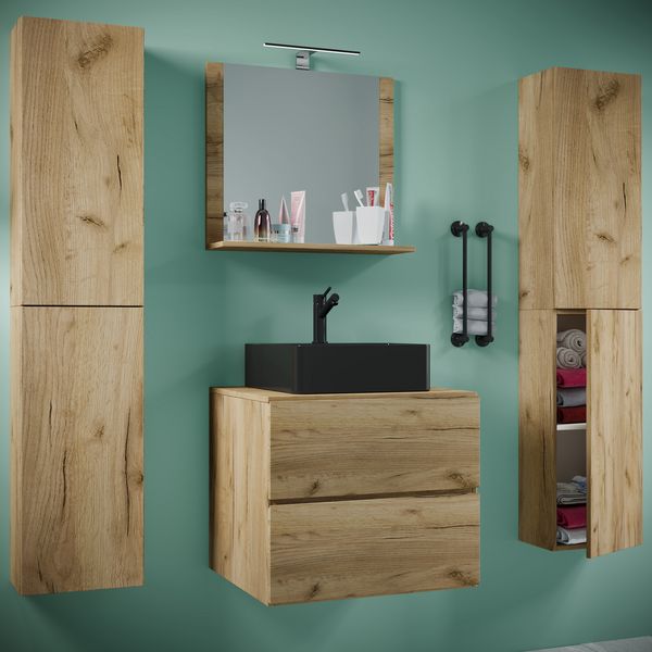 Produktbild: 5-tlg Waschtisch Badm&ouml;bel 60cm Lendas XL Schublade