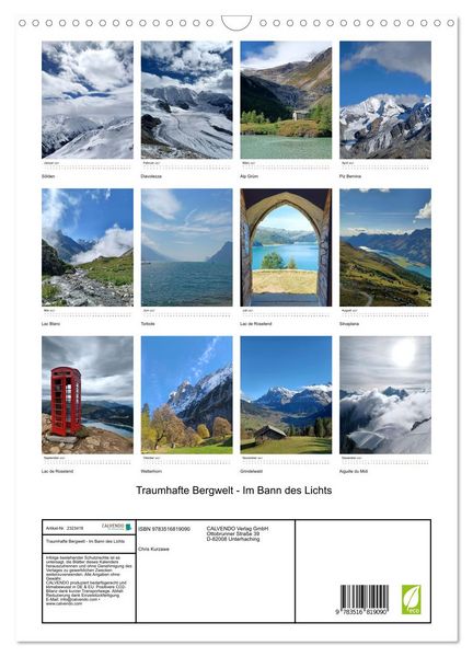 Produktbild: Traumhafte Bergwelt - Im Bann des Lichts (Wandkalender 2027 DIN A3 hoch), CALVENDO Monatskalender