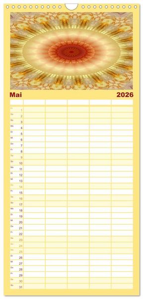 Produktbild: Familienplaner 2026 - Mandala Tr&auml;ume mit 5 Spalten (Wandkalender, 21 x 45 cm) CALVENDO