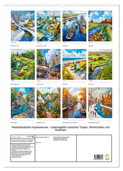 Produktbild: Niederl&auml;ndische Impressionen - Lebensgef&uuml;hl zwischen Tulpen, Windm&uuml;hlen und Grachten (Wandkalender 2026 DIN A2 hoch), CALVENDO Monatskalender