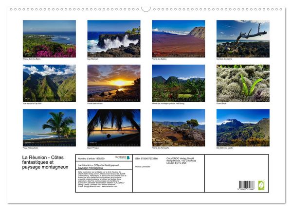 Produktbild: La R&egrave;union - C&ocirc;tes fantastiques et paysage montagneux (Calendrier mural 2026 DIN A2 vertical), CALVENDO calendrier mensuel