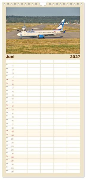 Produktbild: Familienplaner 2027 - Flugzeuge auf Europas Flugh&auml;fen mit 5 Spalten (Wandkalender, 21 x 45 cm) CALVENDO