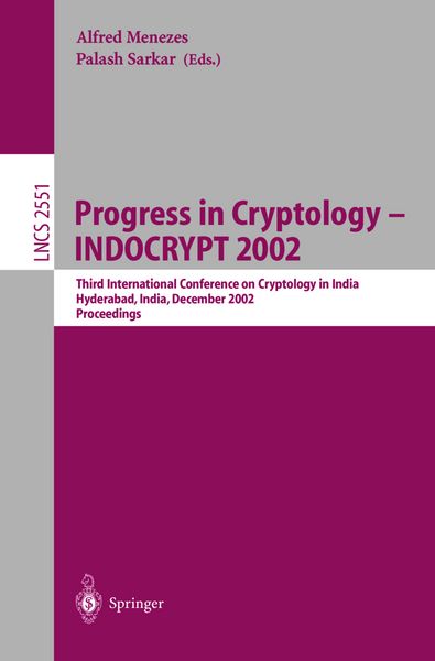 Produktbild: Progress in Cryptology - INDOCRYPT 2002