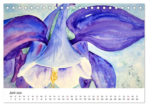 Produktbild: Blumen-Aquarelle (Tischkalender 2026 DIN A5 quer), CALVENDO Monatskalender