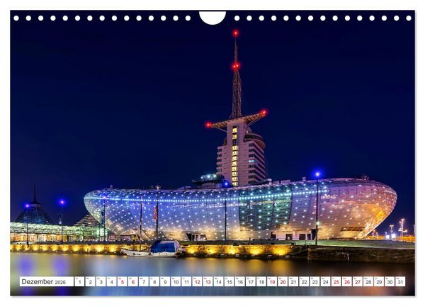 Produktbild: Bremen und Bremerhaven - Nachtaufnahmen (Wandkalender 2026 DIN A4 quer), CALVENDO Monatskalender