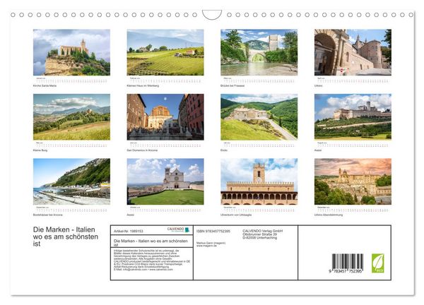 Produktbild: Die Marken - Italien wo es am sch&ouml;nsten ist (Wandkalender 2026 DIN A3 quer), CALVENDO Monatskalender