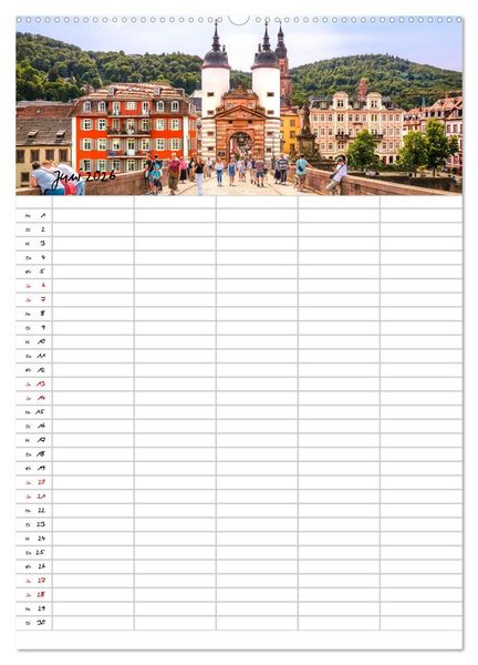 Produktbild: Heidelberger Familienkalender (Wandkalender 2026 DIN A2 hoch), CALVENDO Monatskalender