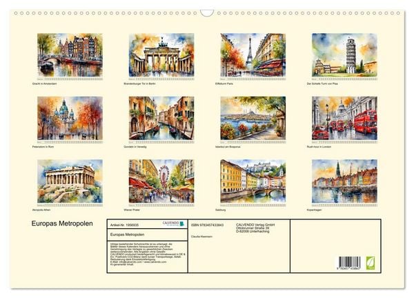 Produktbild: Europas Metropolen (Wandkalender 2026 DIN A2 quer), CALVENDO Monatskalender