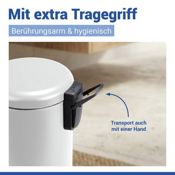 Produktbild: Kosmetik Treteimer Mod. Leman Wei&szlig; Matt 5L, mit herausnehmbarem Einsatz