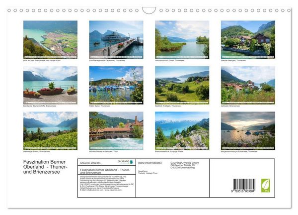 Produktbild: Faszination Berner Oberland - Thuner- und Brienzersee (Wandkalender 2027 DIN A3 quer), CALVENDO Monatskalender