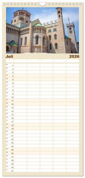 Produktbild: Familienplaner 2026 - Trient - Hauptstadt des Trentino mit 5 Spalten (Wandkalender, 21 x 45 cm) CALVENDO