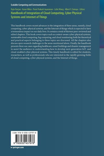 Produktbild: Handbook of Integration of Cloud Computing, Cyber Physical Systems and Internet of Things