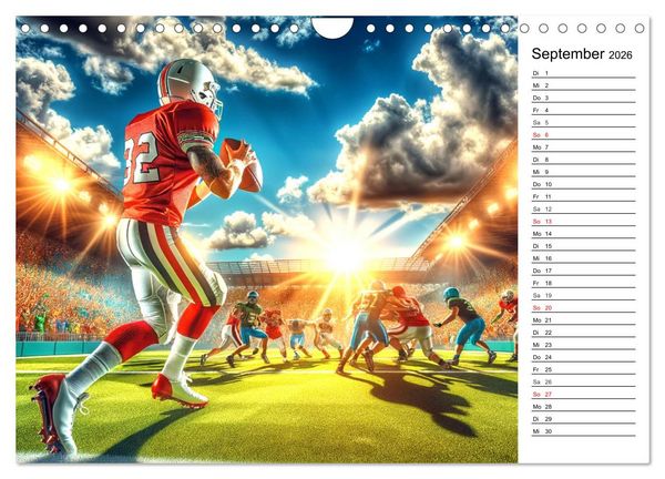 Produktbild: American Football - Durch KI-Technologie zum Leben erweckte Momente (Wandkalender 2026 DIN A4 quer), CALVENDO Monatskalender