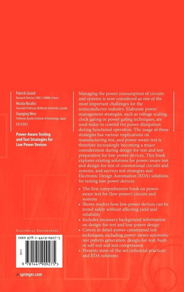 Produktbild: Power-Aware Testing and Test Strategies for Low Power Devices