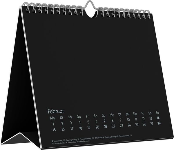 Produktbild: Kreativkalender Tischaufsteller quer schwarz 2027