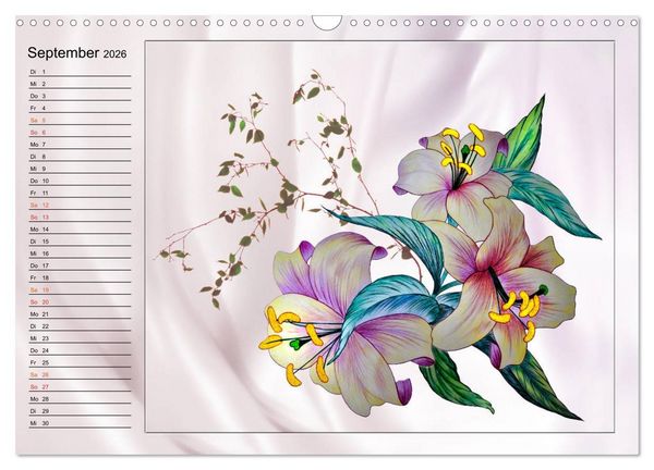 Produktbild: Blumen-Zeichnungen (Wandkalender 2026 DIN A3 quer), CALVENDO Monatskalender