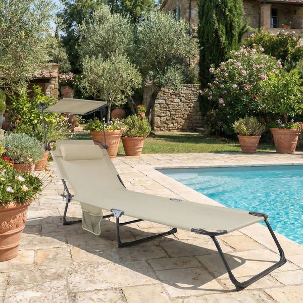 Produktbild: Sonnenliege Liegestuhl Gartenliege Dach Bindox L